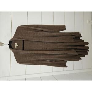 One World large brown open front tiered cardigan